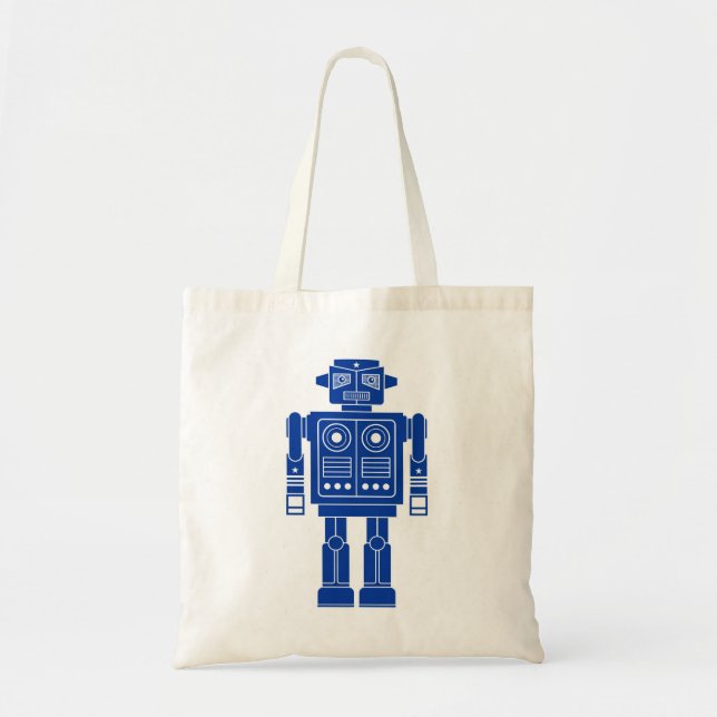 Bolsa Tote Azul Marinho e Branco Robot 270620/010 (Frente)