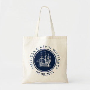 Bolsa Tote Azul Marinho Náutico Vento Vela Barco