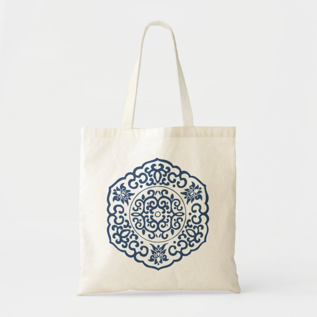 Bolsa Tote Azul Medalhão Chinês (Frente)