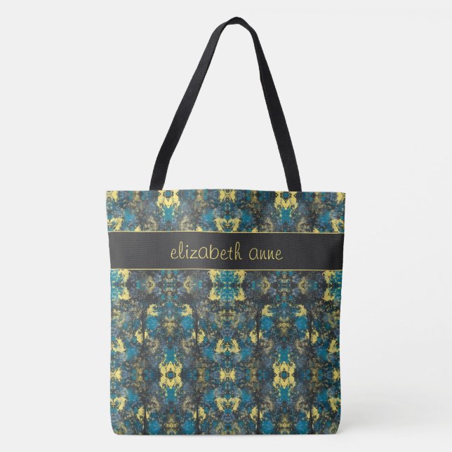 Bolsa Tote Azul moderno e amarelo (Frente)