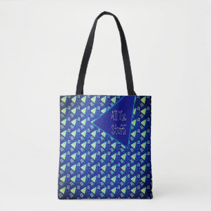 Bolsa Tote azul na moda e amarelo todas as coisas