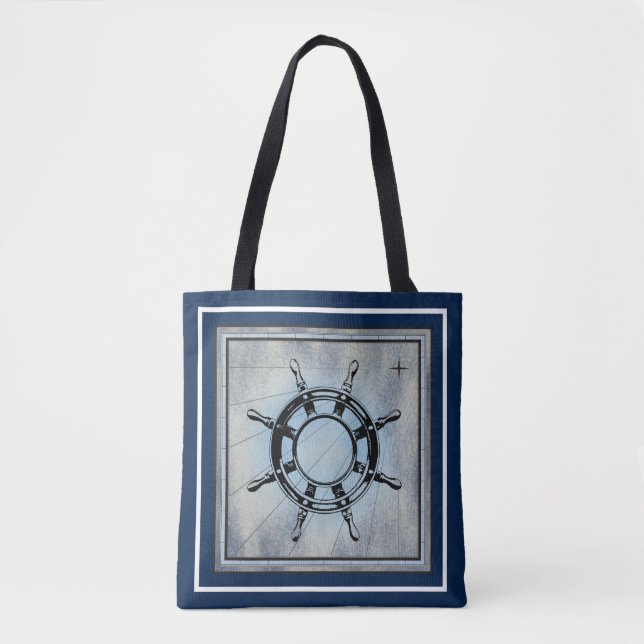 Bolsa Tote Azul - Náutico, em formato (Frente)