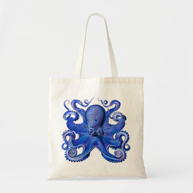 Bolsa Tote Azul Octopus Haeckel (Frente)