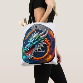 Bolsa tote azul Old School Pickleball Dragon