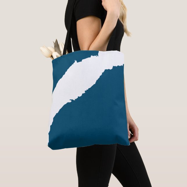 Bolsa Tote Azul Onda Onda Estampada (Close Up)