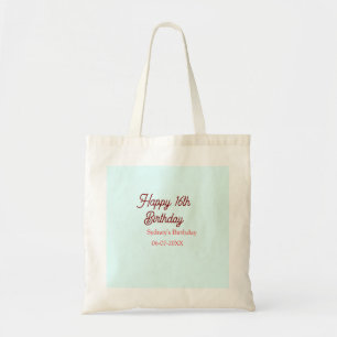 Bolsa Tote Azul pastel vermelho feliz aniversário de 16 anos