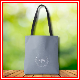 Bolsa Tote Azul Poento e Branco | Monograma de Iniciais Moder