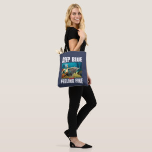 Bolsa Tote Azul profundo e sensação de boa Sereia e golfinho