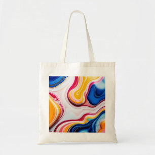 Bolsa Tote Azul rosa amarelo branco mármore falso moderno