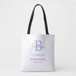 Bolsa Tote azul rosa em nuvens nove monograma despedida de so