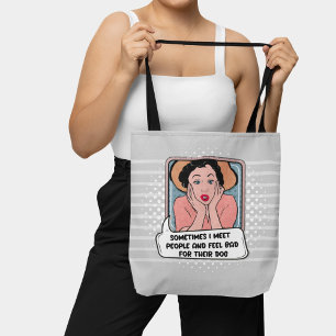 Bolsa Tote Azul-rosa feminista retrô-arte engraçada