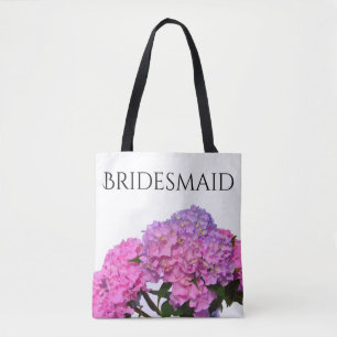 Bolsa Tote Azul rosa Hydrangeas elegantes flores roxas cor-de