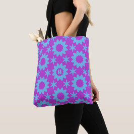 Bolsa Tote azul roxo geométrico