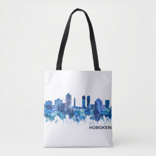 Bolsa Tote Azul Skyline Hoboken New Jersey