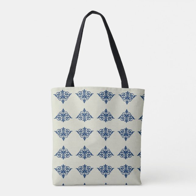 Bolsa Tote Azul-úmido com padrão (Verso)