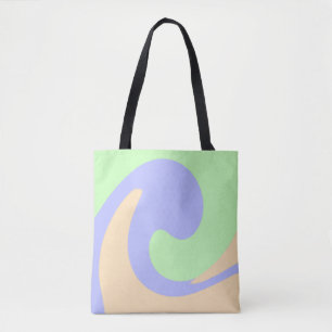 Bolsa Tote Azul verde mármore fluido boho negrito