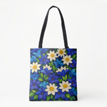 Azul Vibrante & Floral Branco 