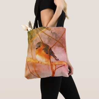 Bolsa Tote Azulão de Inverno Arte Antiga Distorcida