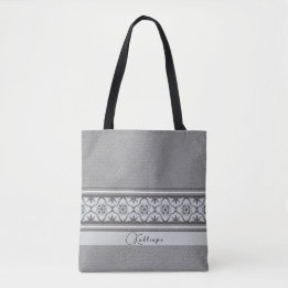 Bolsa Tote Azulejo branco preto boho mediterrânico personaliz