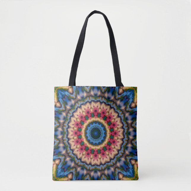 Bolsa Tote azulejo caleidoscópico moderno abstrato (Frente)