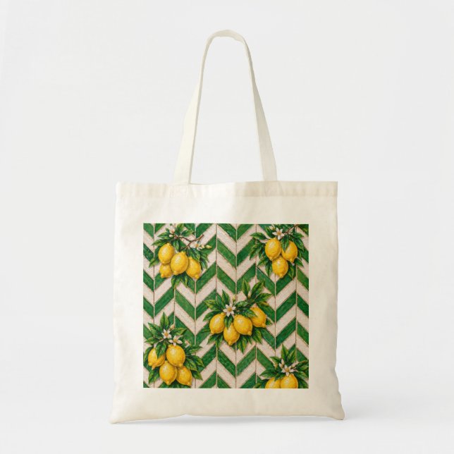 Bolsa Tote Azulejo Chevron Marroquino de Limão (Frente)