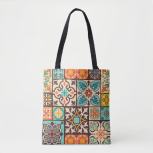 Bolsa Tote Azulejo Colorido de Patchwork Islam Motifs