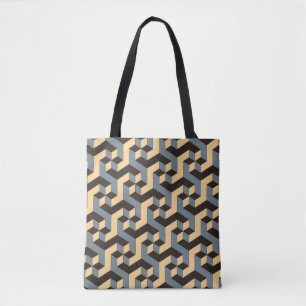 Bolsa Tote Azulejo Complexo Geométrico de Silver Ivory