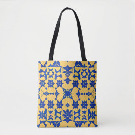 Bolsa Tote Azulejo de Motivo de Azulejo Azul Caribenho 