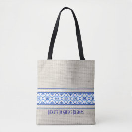 Bolsa Tote Azulejo do Mediterrâneo Boho Branco Personalizado