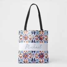 Azulejo Floral Espanhol Azul E Vermelho