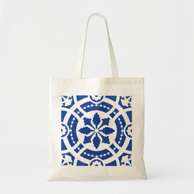 Bolsa Tote Azulejo original pintado à mão do português (Frente)