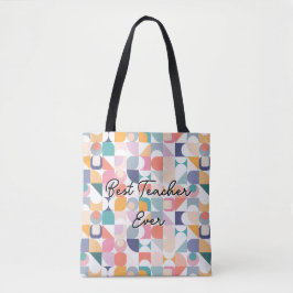 Bolsa Tote Azulejo pastel Bauhaus com slogan