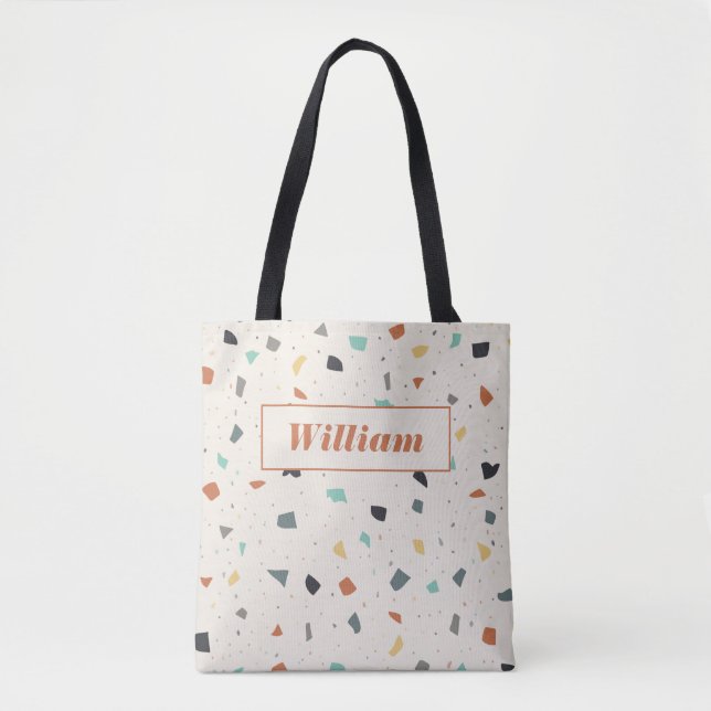 Bolsa Tote Azulejo Terrazzo Confetti Estilo Moderno Personali (Frente)
