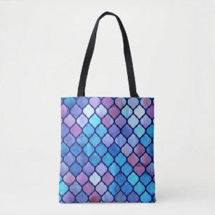 Bolsa Tote Azulejos Árabes Geométricos Abstratos em Aquarela