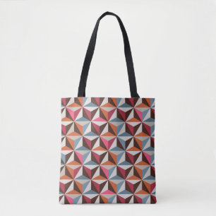 Bolsa Tote Azulejos Coloridos do Triângulo: Mosaico Vintage