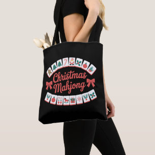 Bolsa Tote Azulejos de Mahjong de Natal Arcos Temporada de Na