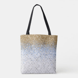 Bolsa Tote *~* Azulejos de mármore de Cinza Dourado brilhant