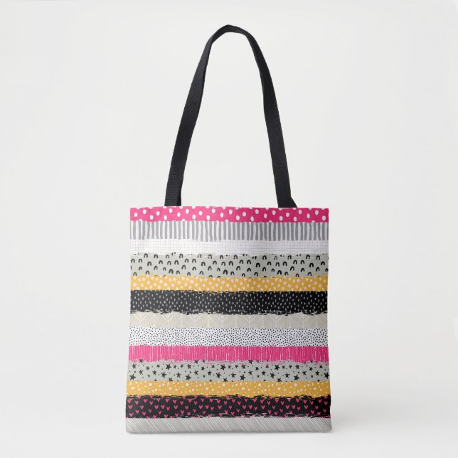 Bolsa Tote Azulejos de patch: Design sem costura versátil. (Frente)