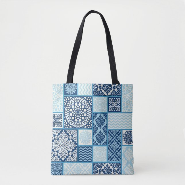 Bolsa Tote Azulejos de patch, plano de fundo perfeito. (Frente)
