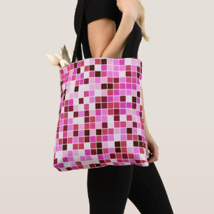 Bolsa Tote Azulejos de piscina, Azulejos de mosaico cor-de-ro