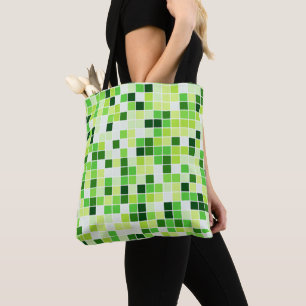 Bolsa Tote Azulejos de Piscina, Azulejos Mosaico Verde, Padrã