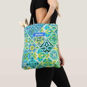 Bolsa Tote Azulejos do Mediterrâneo siciliano