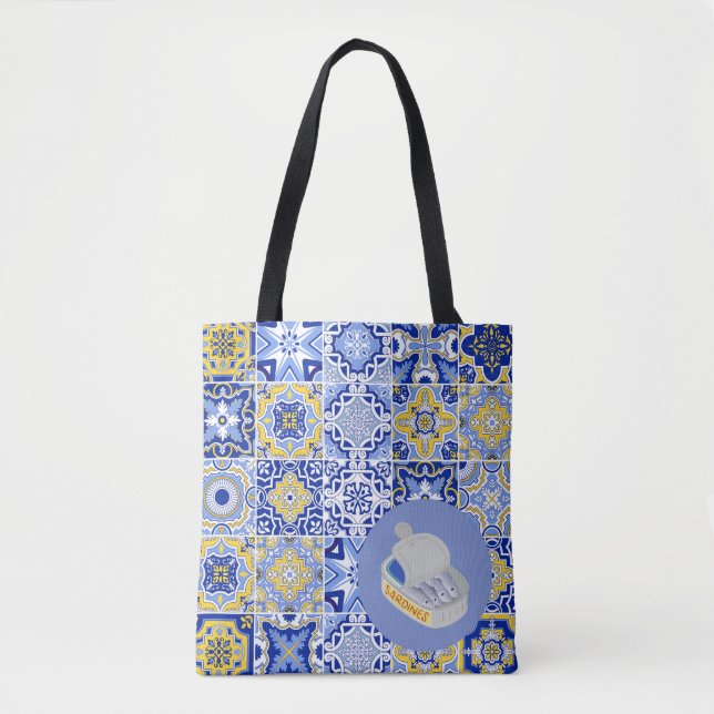 Bolsa Tote Azulejos e sardos portugueses (Frente)