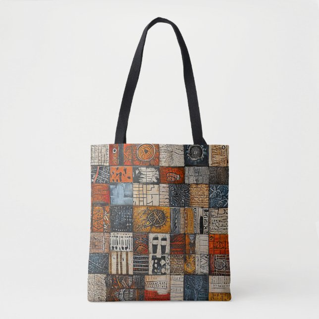 Bolsa Tote Azulejos em estilo egípcio numa parede (Frente)