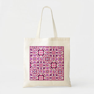 Bolsa Tote Azulejos Espanhóis Rosa e Roxo com Iniciais