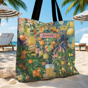 Bolsa Tote Azulejos Florais de Laranja Chic Siciliano Cítrico