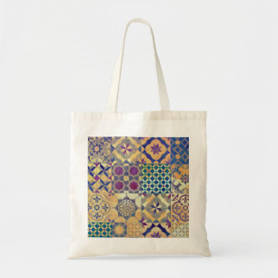 Bolsa Tote azulejos tradicionais Coloridos do Mediterrâneo e