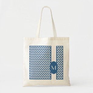 Bolsa Tote Azure Blue Elegant Chevron Design com monograma