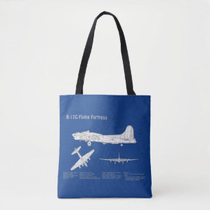 Bolsa Tote B-17 Fortaleza Voadora - Plano de bordo ABD