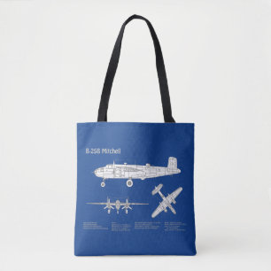 Bolsa Tote B-25B Mitchell Doolittle - Airplane Blueprint ABD